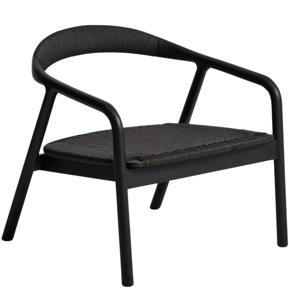 Kave Home Černé dubové křeslo Derile s výpletem Kave Home