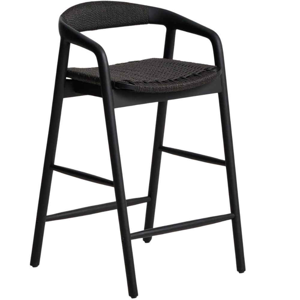 Kave Home Černá barová židle Derile 65 cm s výpletem Kave Home