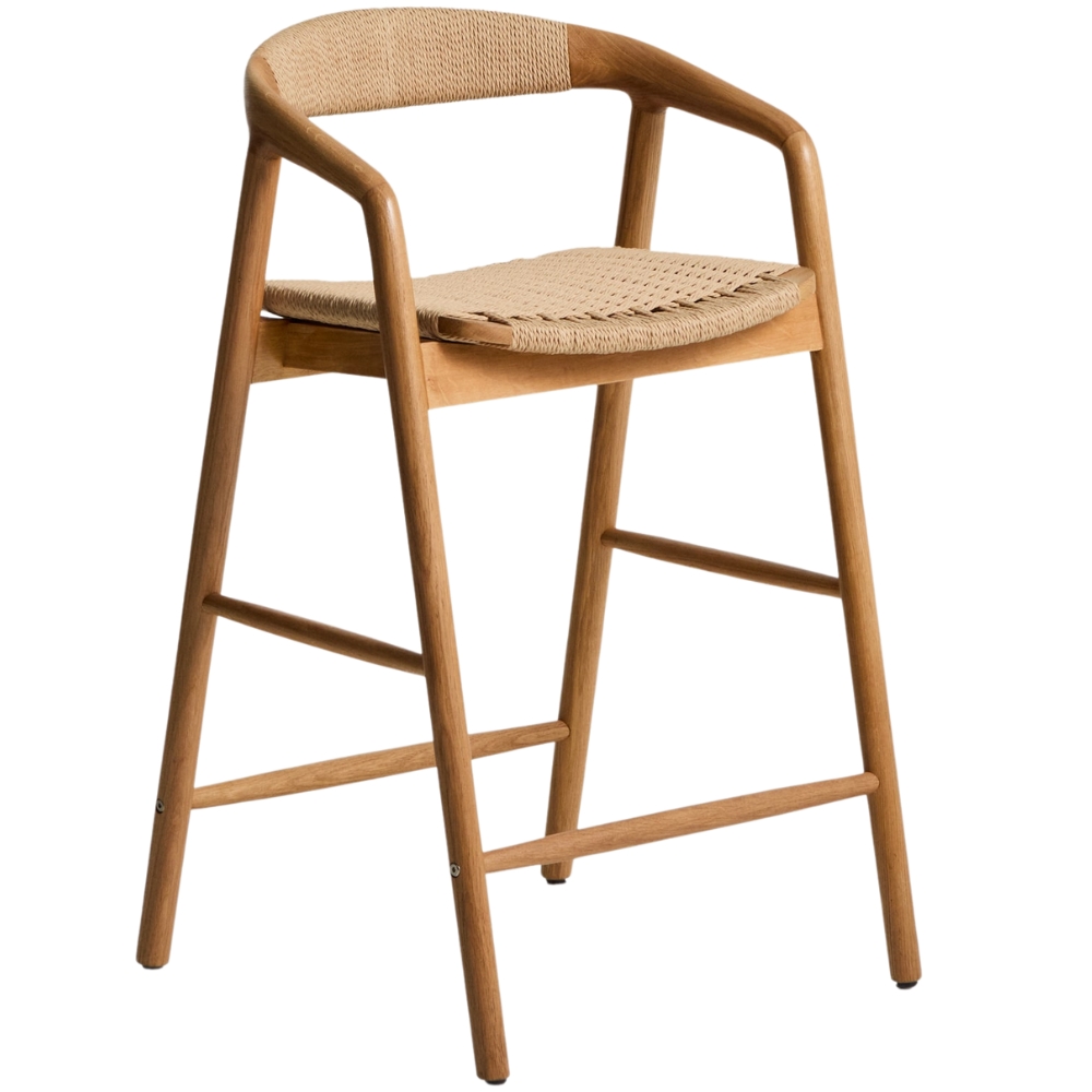 Kave Home Dubová barová židle Derile 65 cm s výpletem Kave Home