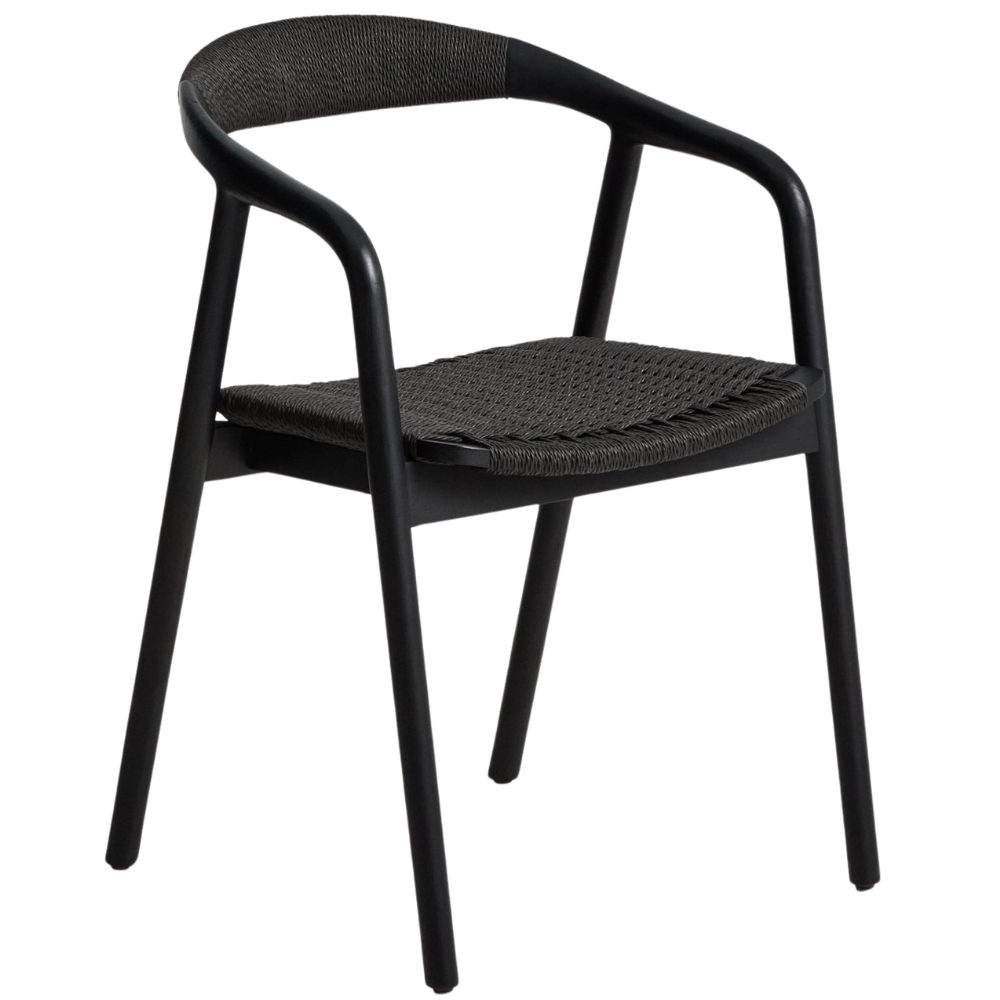 Kave Home Černá dubová židle Derile s výpletem Kave Home