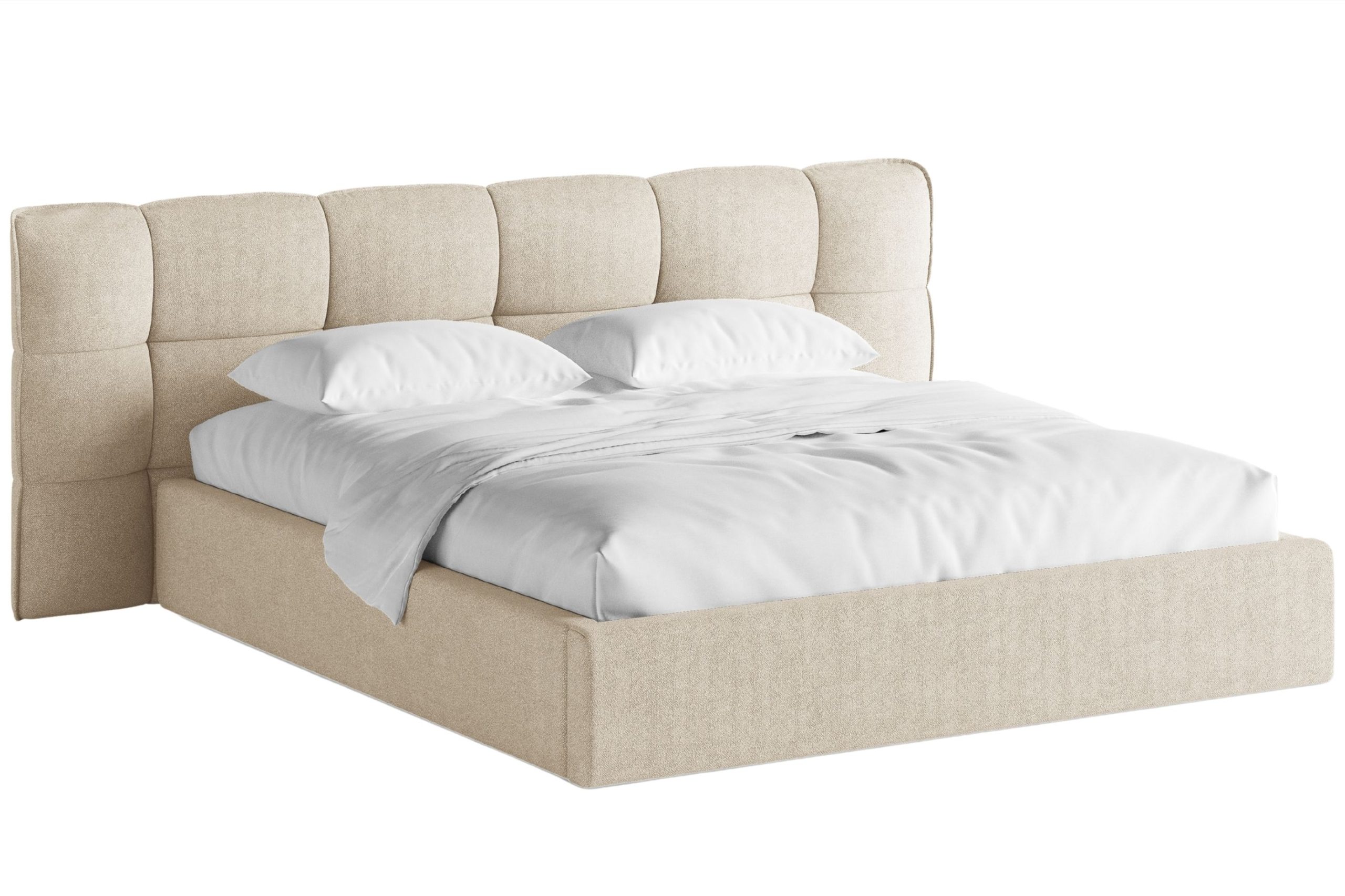 Micadoni Světle béžová bouclé dvoulůžková postel Eric 160 x 200 cm s úložným prostorem Micadoni