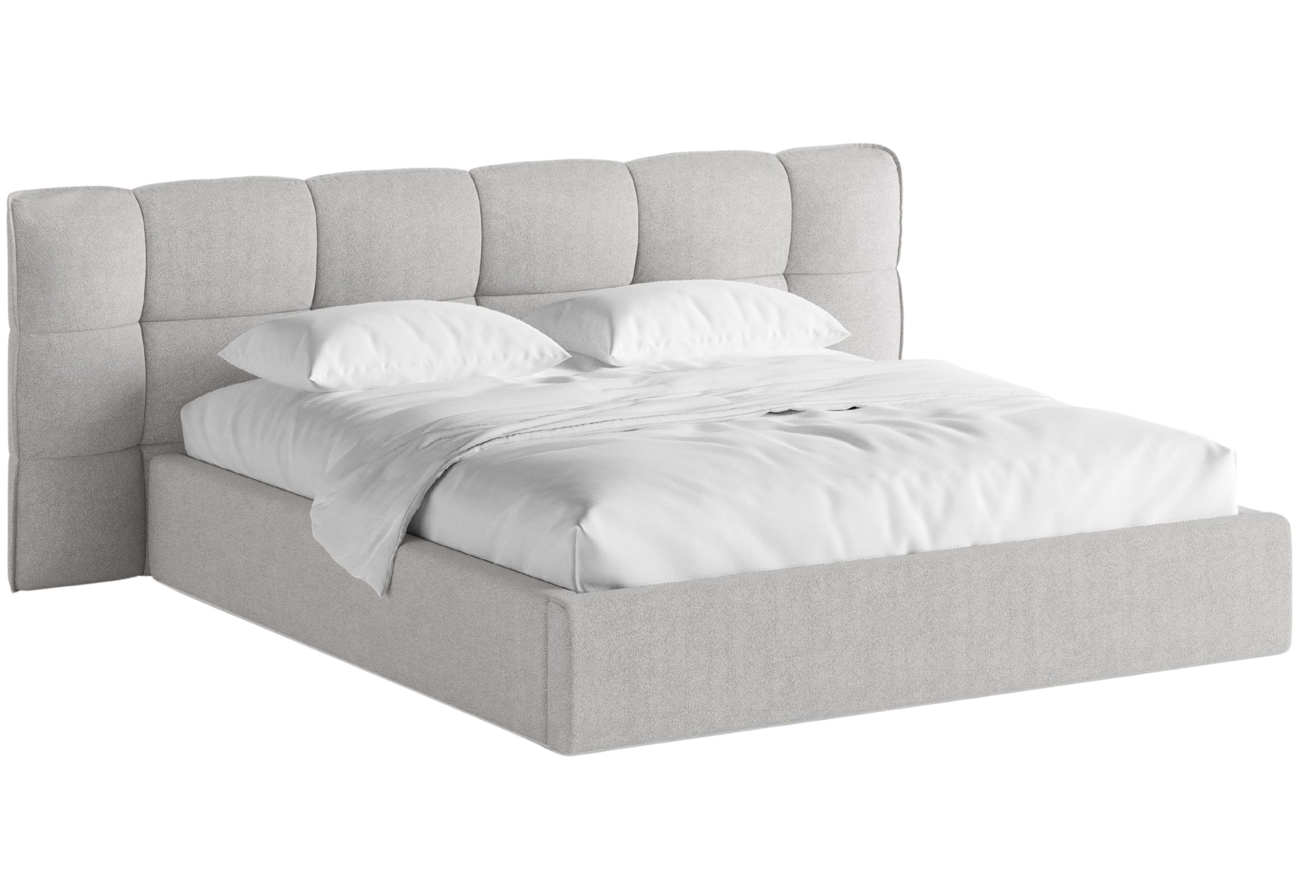 Micadoni Světle šedá bouclé dvoulůžková postel Eric 160 x 200 cm s úložným prostorem Micadoni