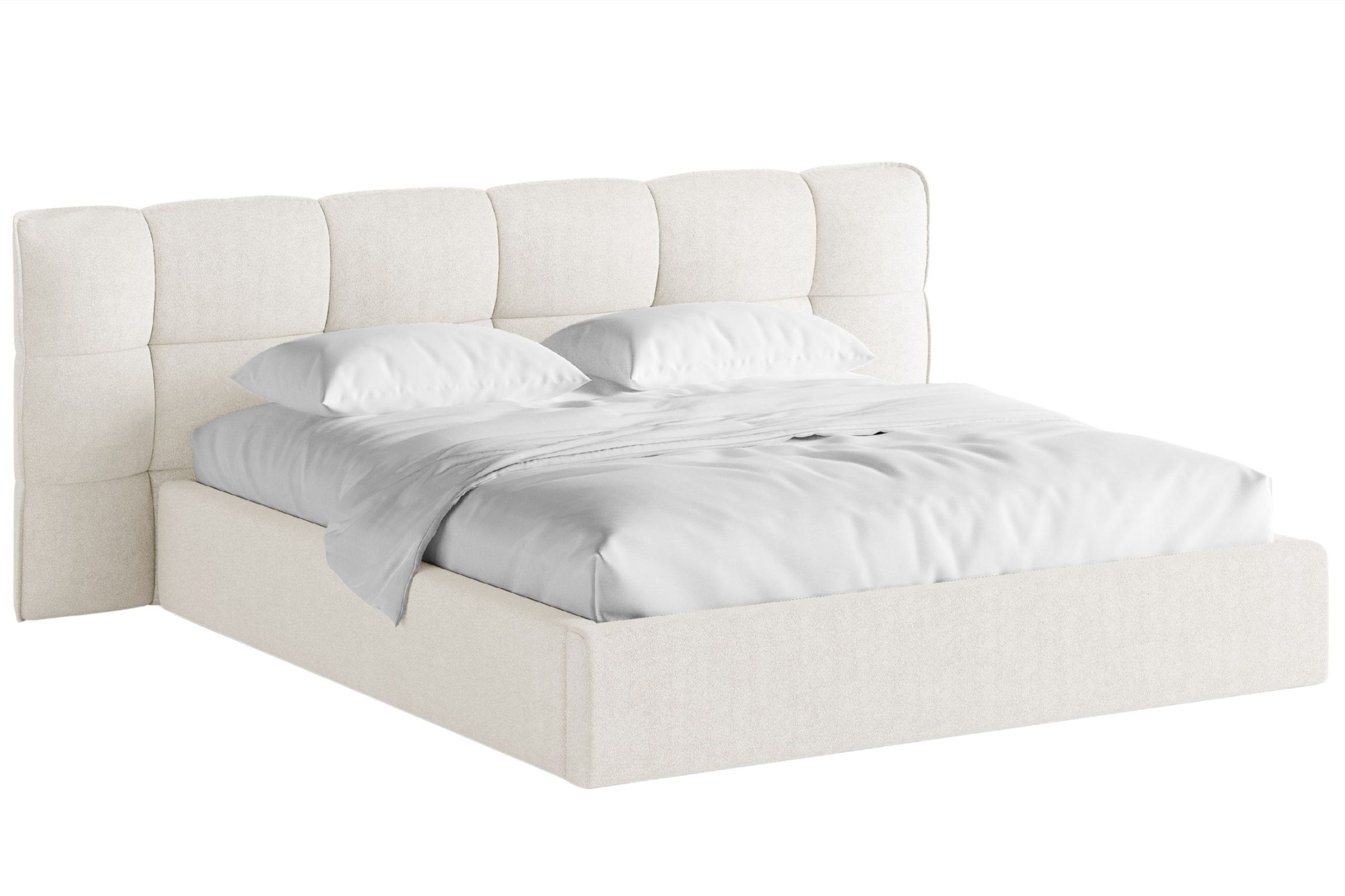 Micadoni Krémově bílá bouclé dvoulůžková postel Eric 160 x 200 cm s úložným prostorem Micadoni