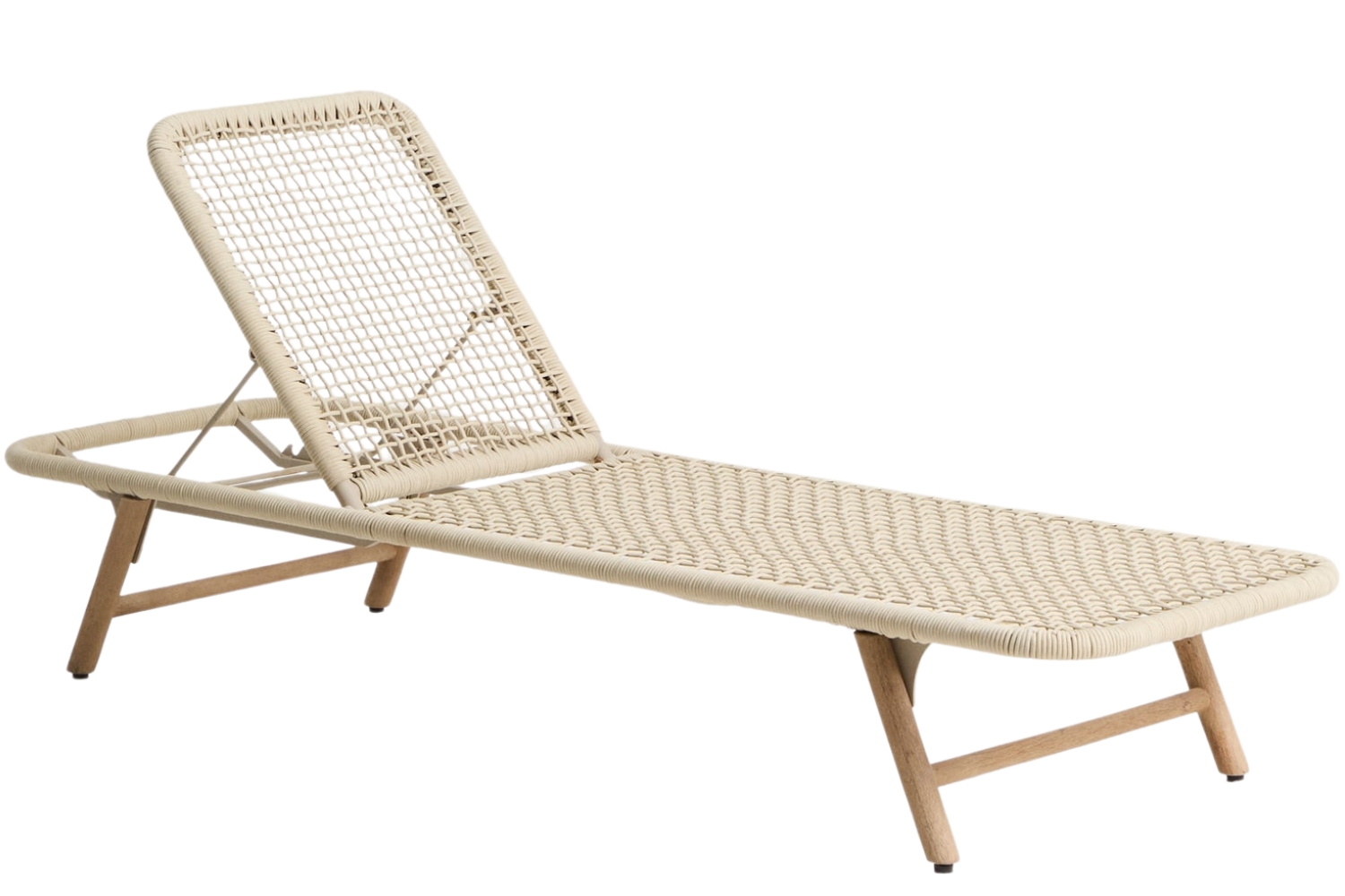 Kave Home Krémové zahradní lehátko Dandara s dřevěnou podnoží Kave Home