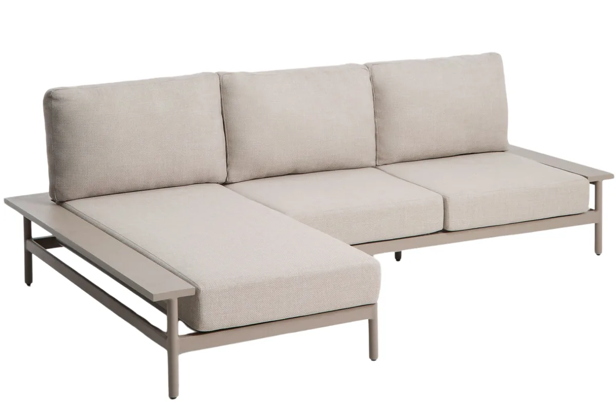 Kave Home Béžová zahradní rohová pohovka Vathi 250 cm, levá