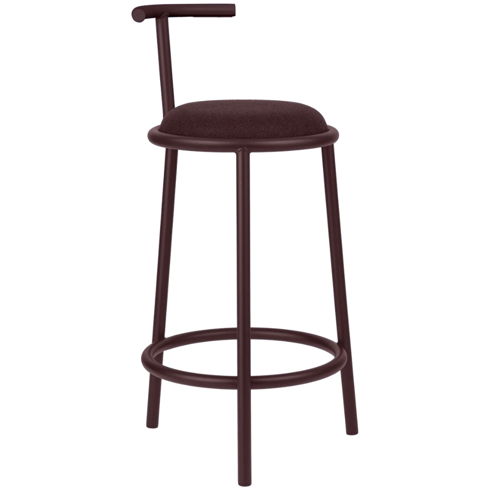 noo.ma Vínově červená čalouněná barová židle Hogo 68 cm s opěradlem noo.ma