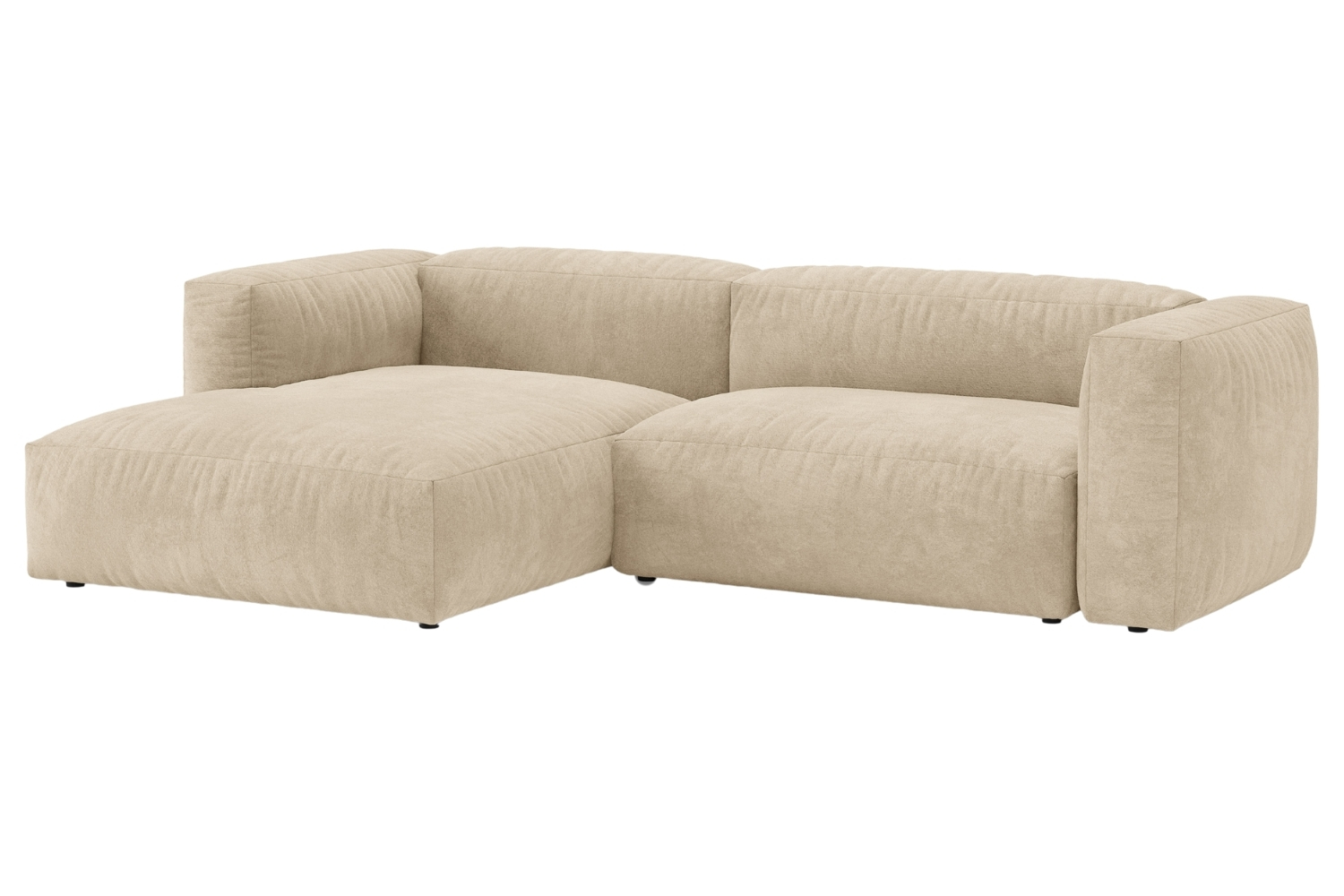 Micadoni Světle béžová sametová rozkládací pohovka Martina 280 cm