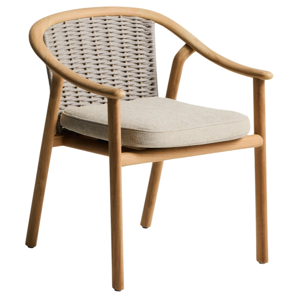 Kave Home Dřevěná zahradní židle Elunda s výpletem Kave Home