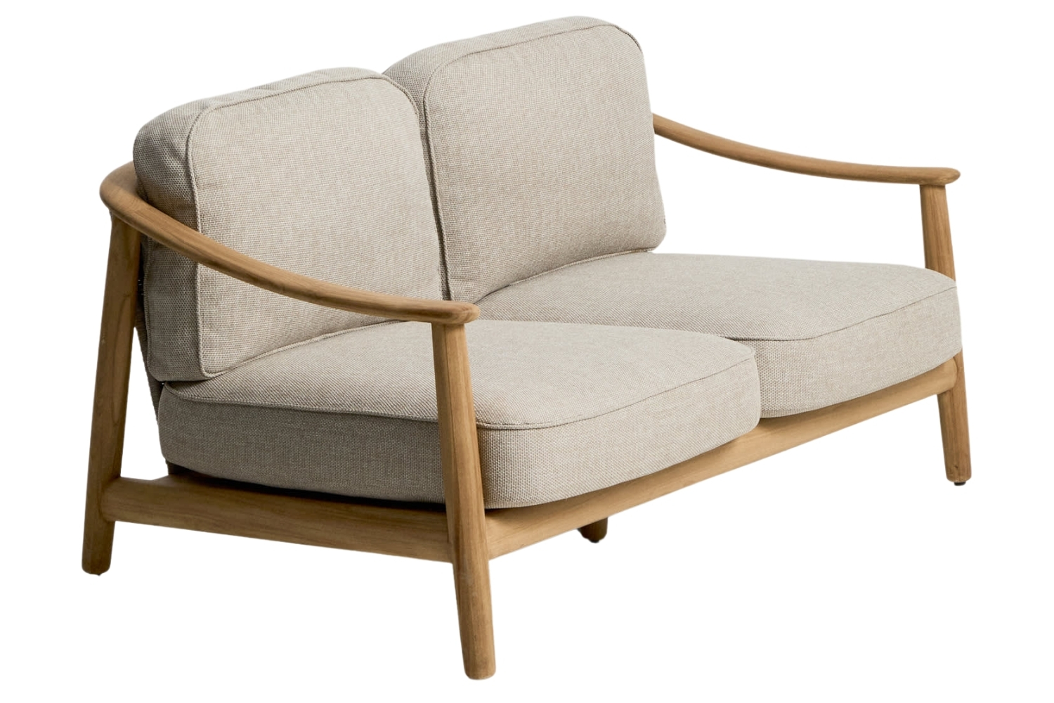 Kave Home Dřevěná zahradní dvoumístná pohovka Elunda 149 cm s výpletem Kave Home