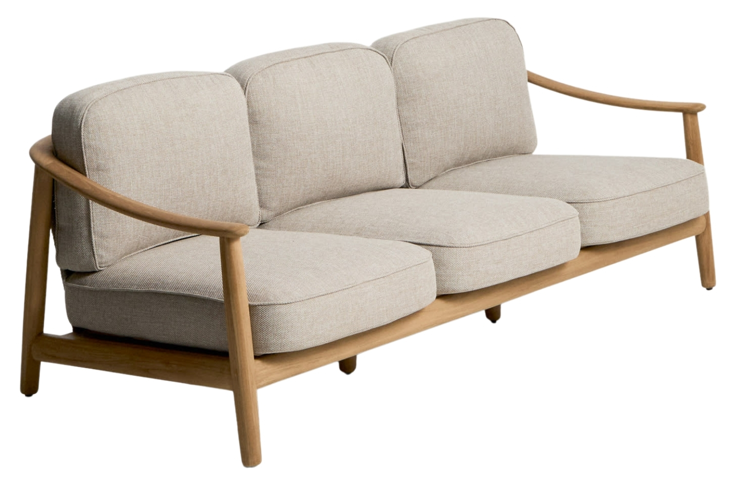 Kave Home Dřevěná zahradní trojmístná pohovka Elunda 215 cm s výpletem Kave Home