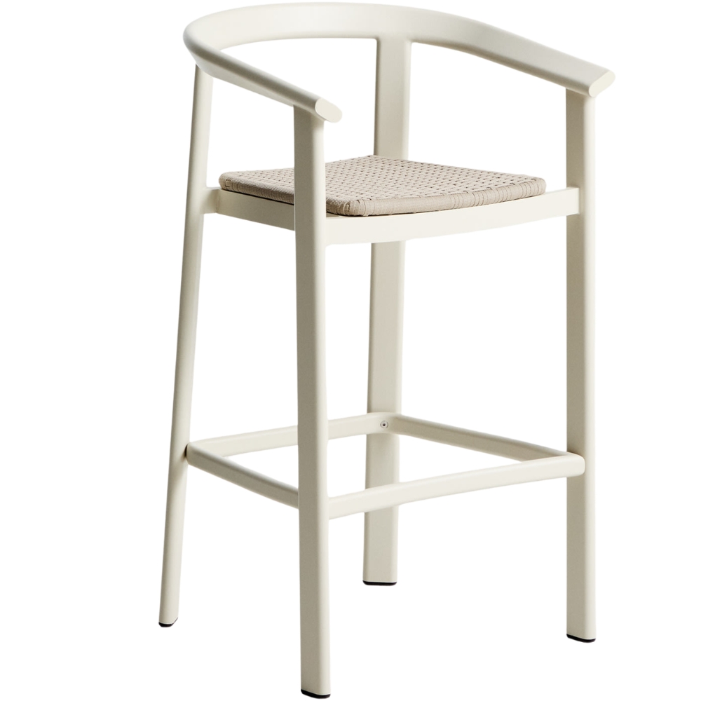 Kave Home Krémová zahradní barová židle s výpletem Erice 75 cm Kave Home