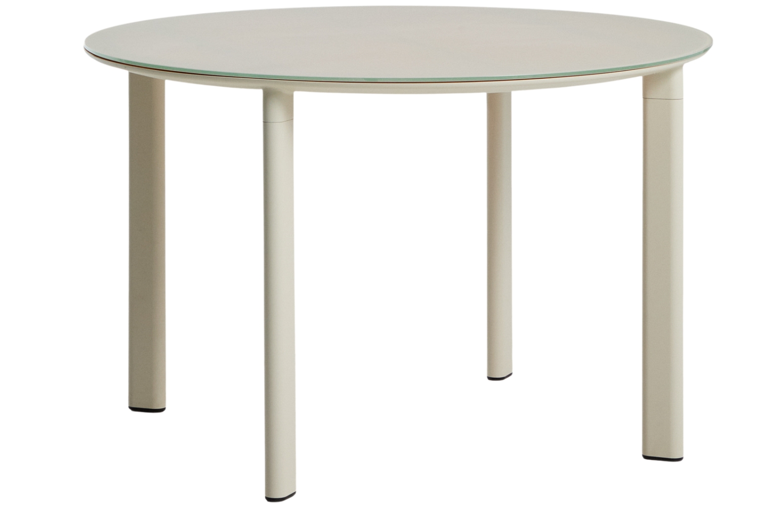 Kave Home Krémový zahradní jídelní stůl Erice Ø 120 cm se skleněnou deskou Kave Home