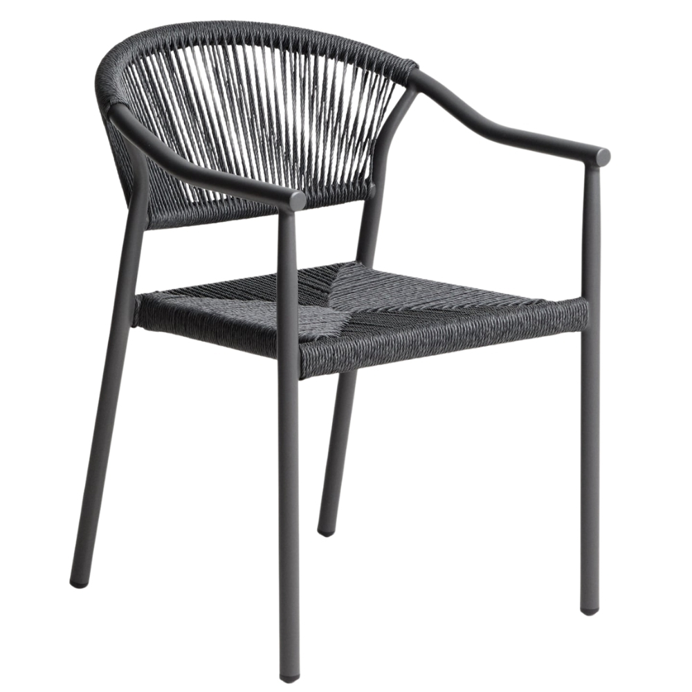 Kave Home Šedá hliníková zahradní židle Livadia s výpletem Kave Home