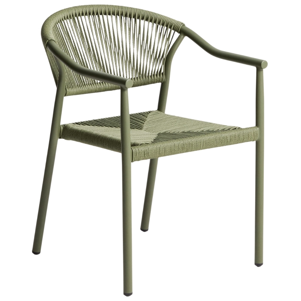 Kave Home Zelená hliníková zahradní židle Livadia s výpletem Kave Home
