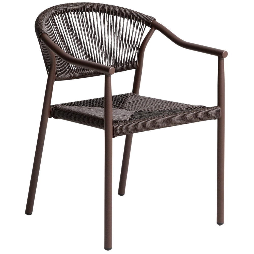 Kave Home Hnědá hliníková zahradní židle Livadia s výpletem Kave Home