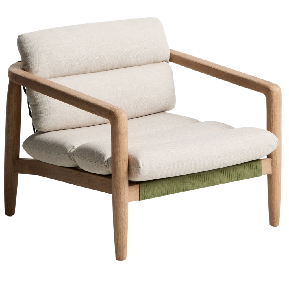 Kave Home Dřevěné zahradní křeslo Menfi s polštáři a výpletem Kave Home