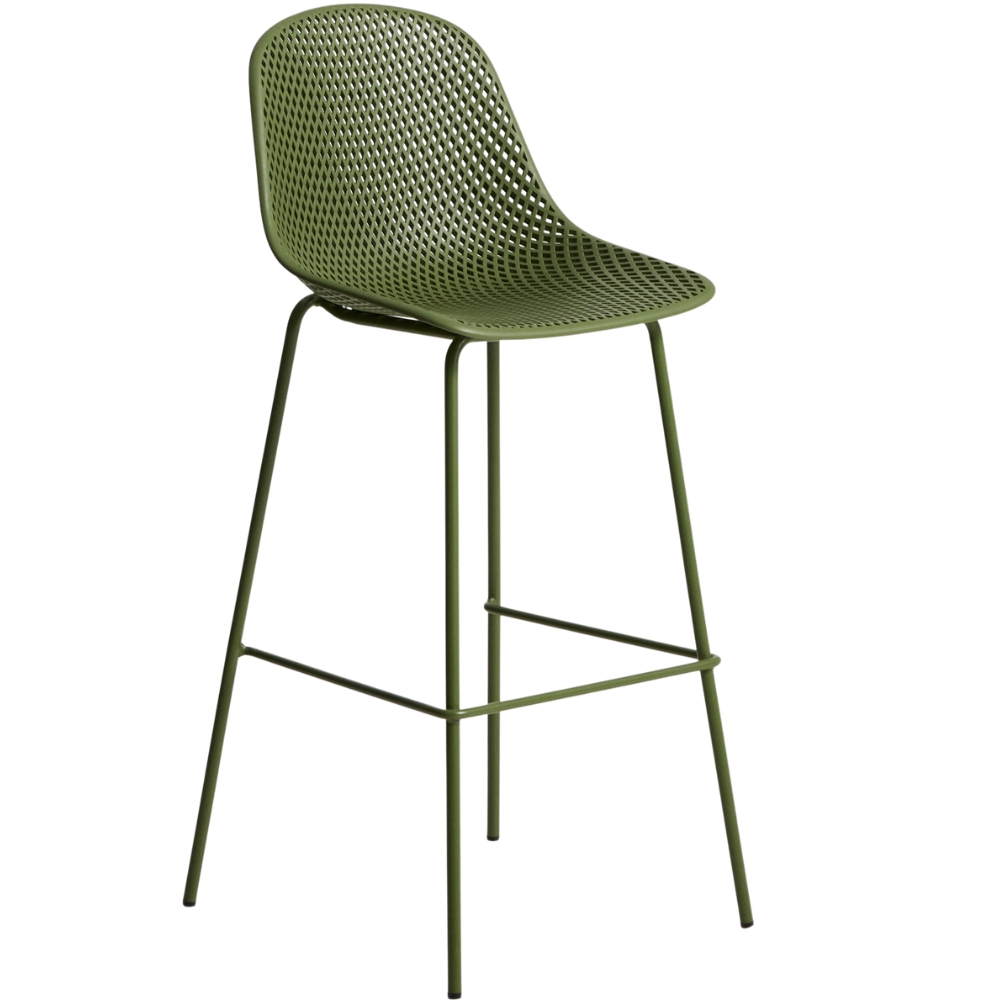 Kave Home Zelená plastová barová židle Quinby 75 cm Kave Home