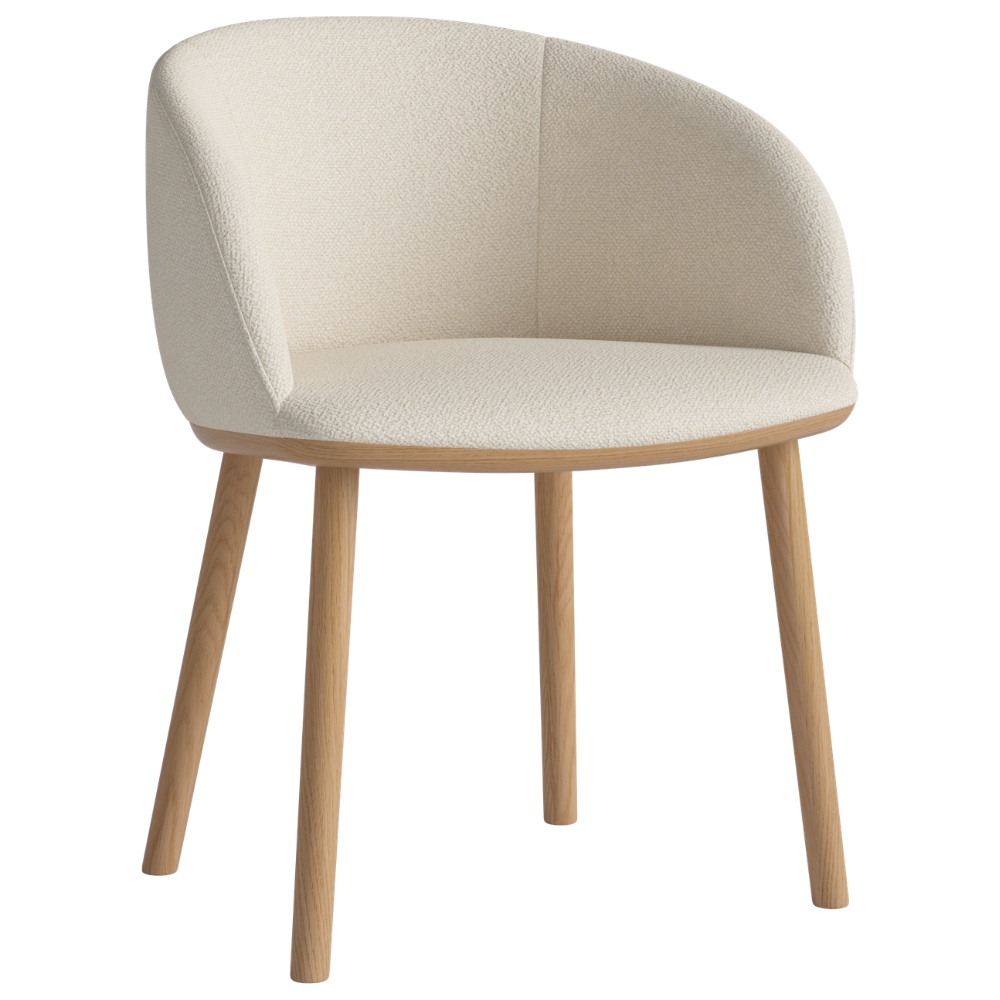 Bolia Krémově bílá bouclé jídelní židle Join s dubovou podnoží Bolia