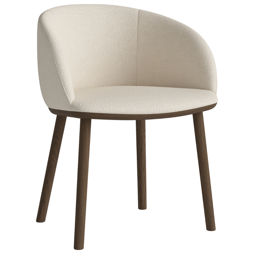 Bolia Krémově bílá bouclé jídelní židle Join s tmavou dubovou podnoží Bolia