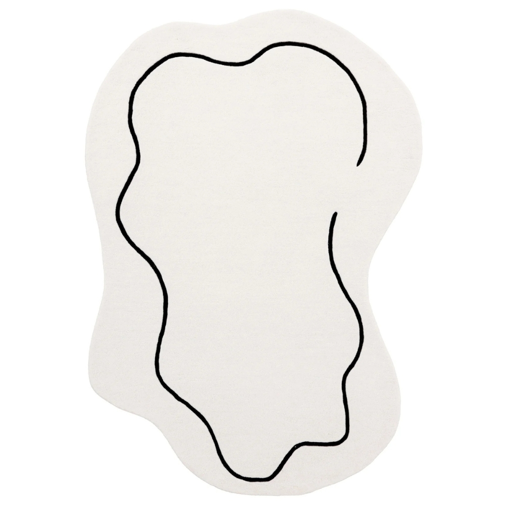 Fargotex Bílo-černý vlněný koberec Loop 160 x 230 cm Fargotex