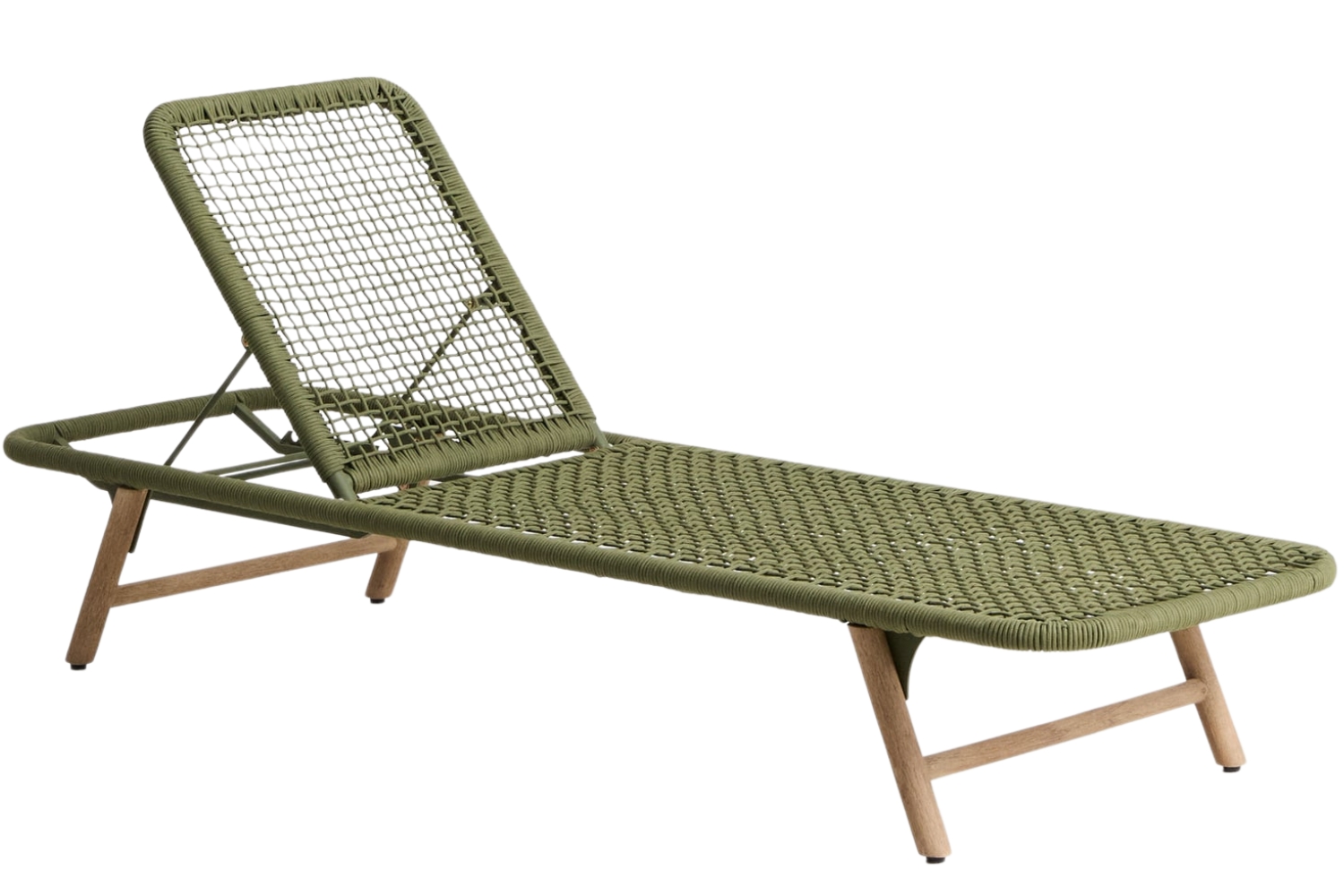 Kave Home Zelené zahradní lehátko Dandara s dřevěnou podnoží Kave Home