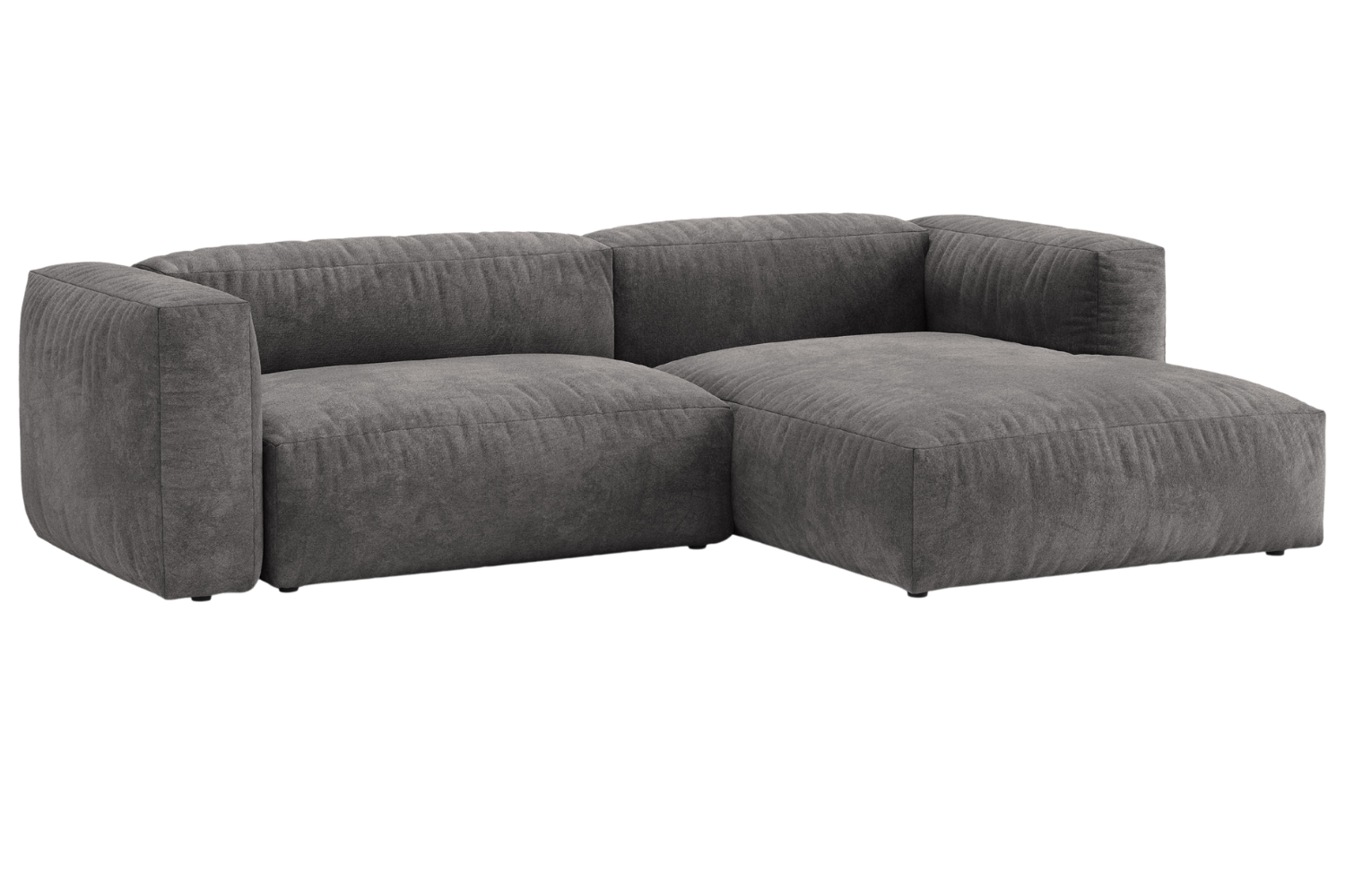 Micadoni Šedá sametová rozkládací pohovka Martina 280 cm