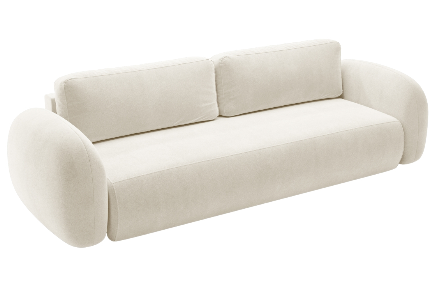 Maison Heritage Krémově bílá sametová rozkládací pohovka Kora 262 cm Maison Heritage