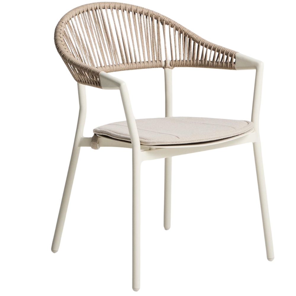 Kave Home Krémová zahradní židle Alimia s béžovým výpletem Kave Home