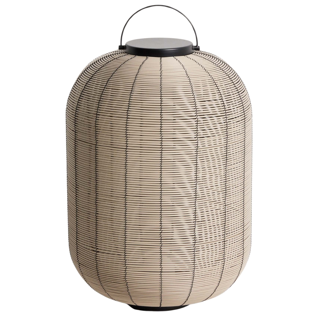 Kave Home Béžová zahradní LED lampa z umělého ratanu Saranella 55 cm Kave Home