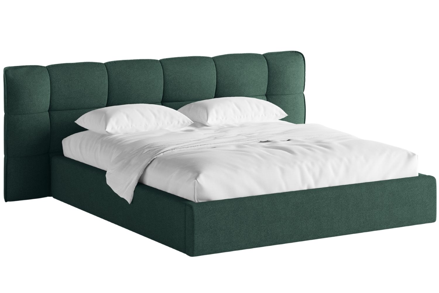 Zelená bouclé dvoulůžková postel MICADONI Eric 180 x 200 cm s úložným prostorem Micadoni