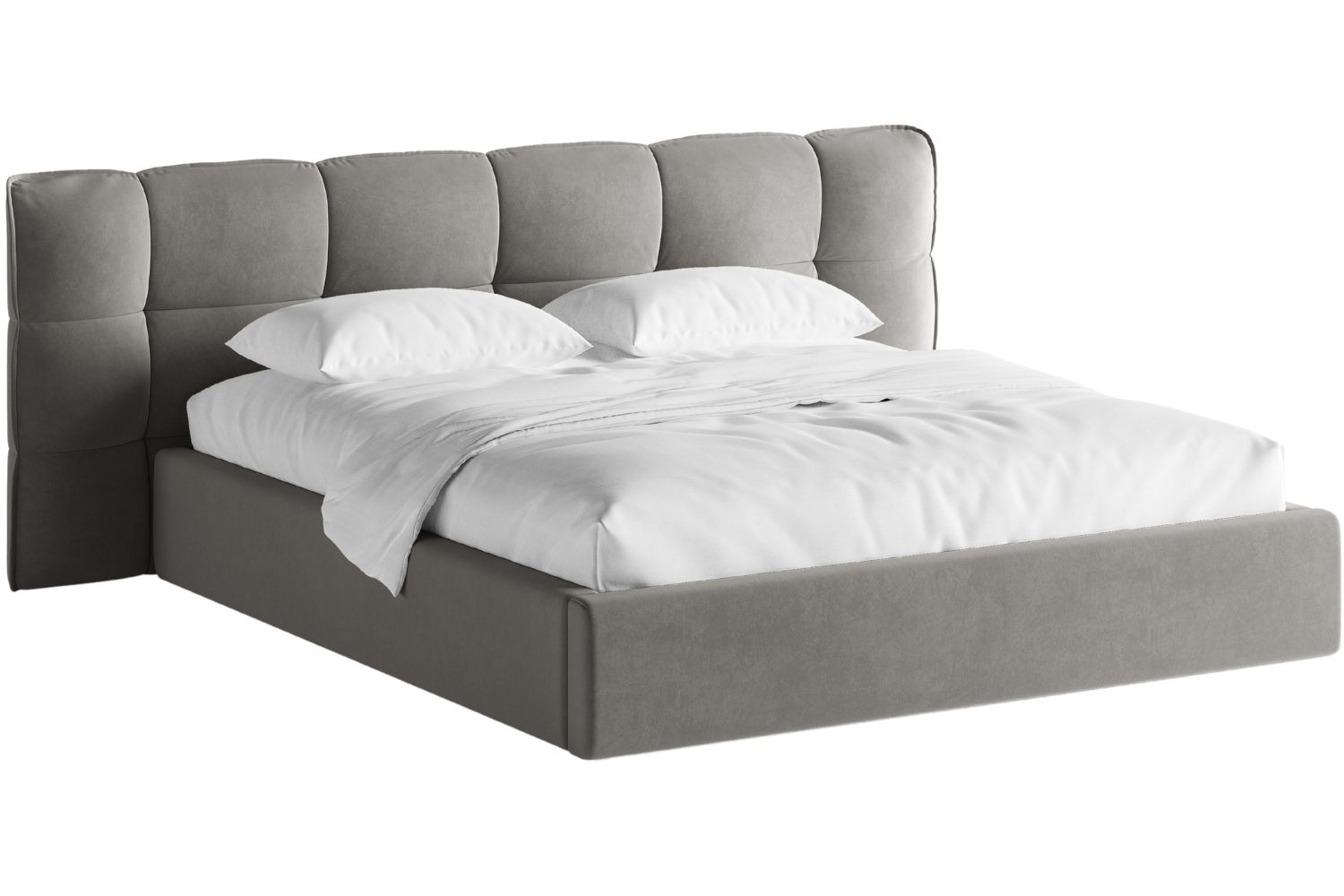 Micadoni Šedá sametová dvoulůžková postel Eric 180 x 200 cm s úložným prostorem Micadoni
