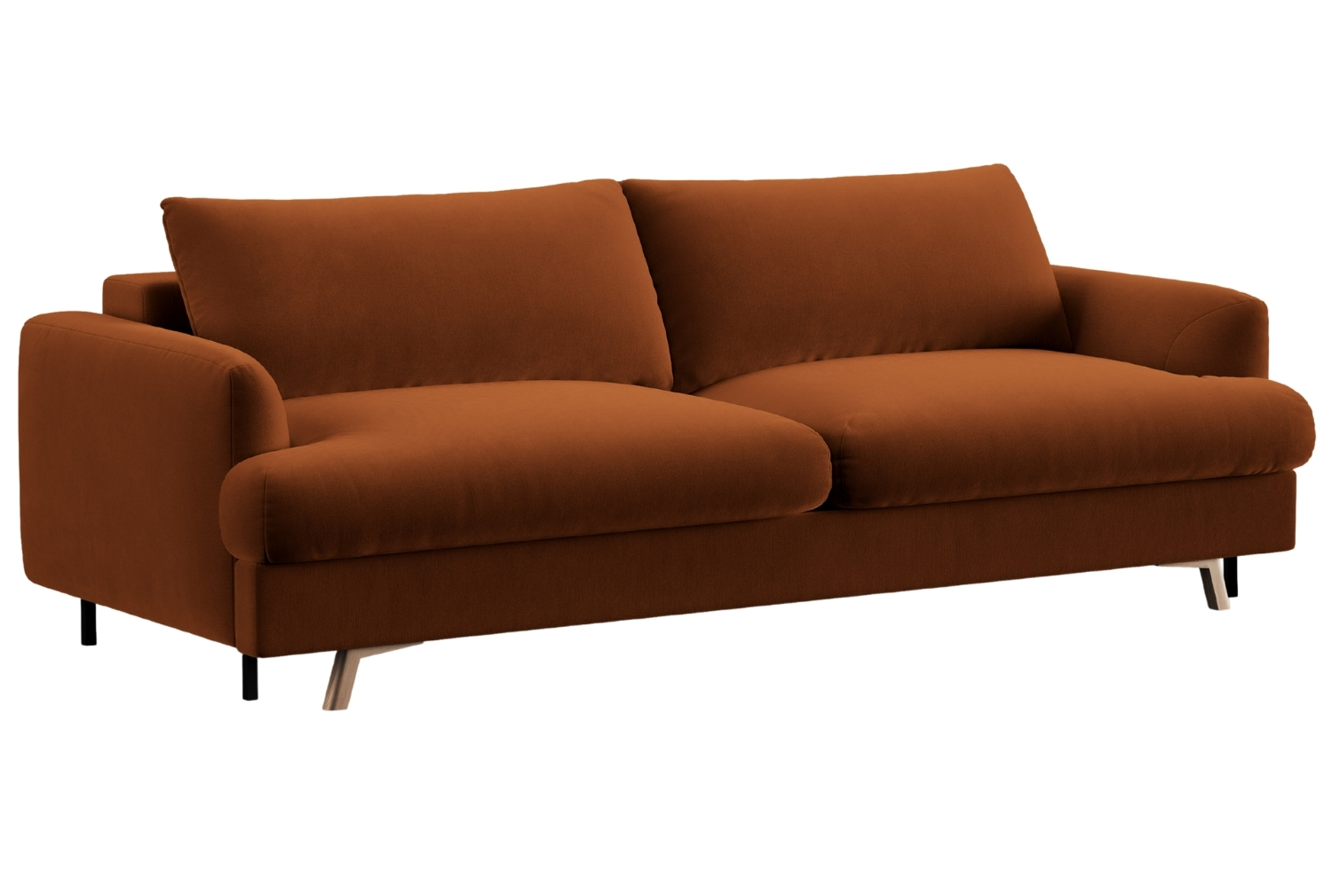 Micadoni Terakotově oranžová sametová rozkládací pohovka Naomi 233 cm Micadoni