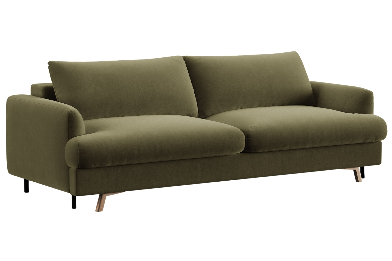 Micadoni Zelená sametová rozkládací pohovka Naomi 233 cm Micadoni