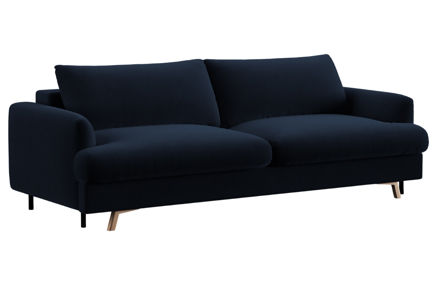 Micadoni Tmavě modrá sametová rozkládací pohovka Naomi 233 cm Micadoni