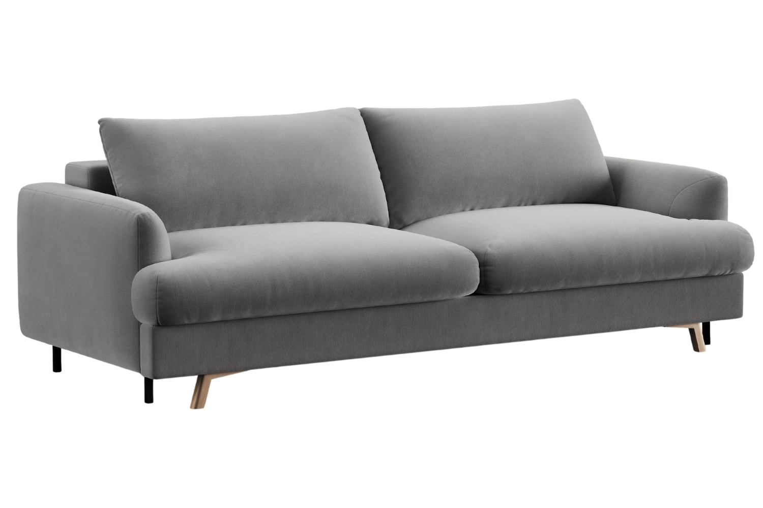 Micadoni Šedá sametová rozkládací pohovka Naomi 233 cm Micadoni