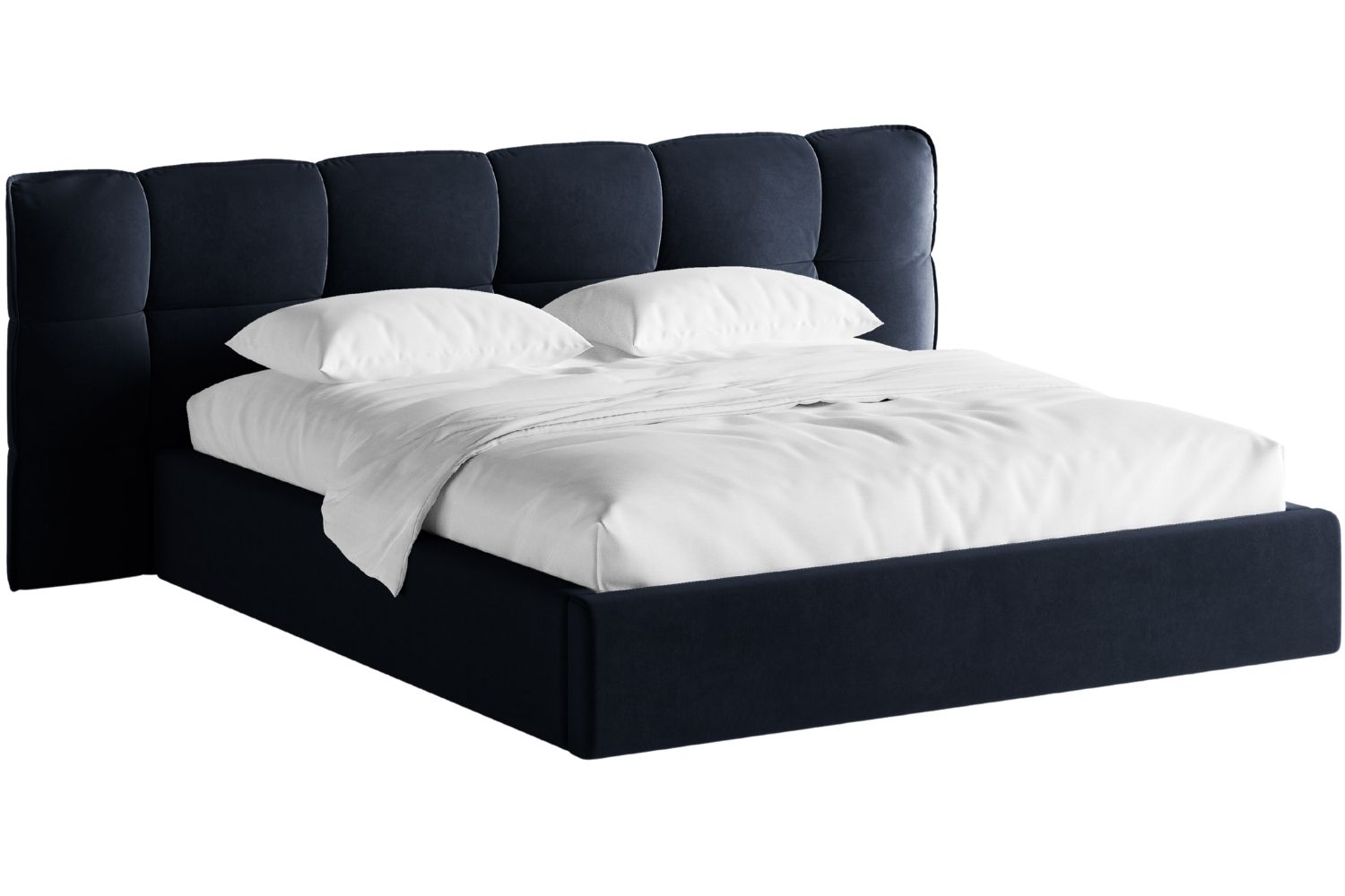 Micadoni Tmavě modrá sametová dvoulůžková postel Eric 160 x 200 cm s úložným prostorem Micadoni