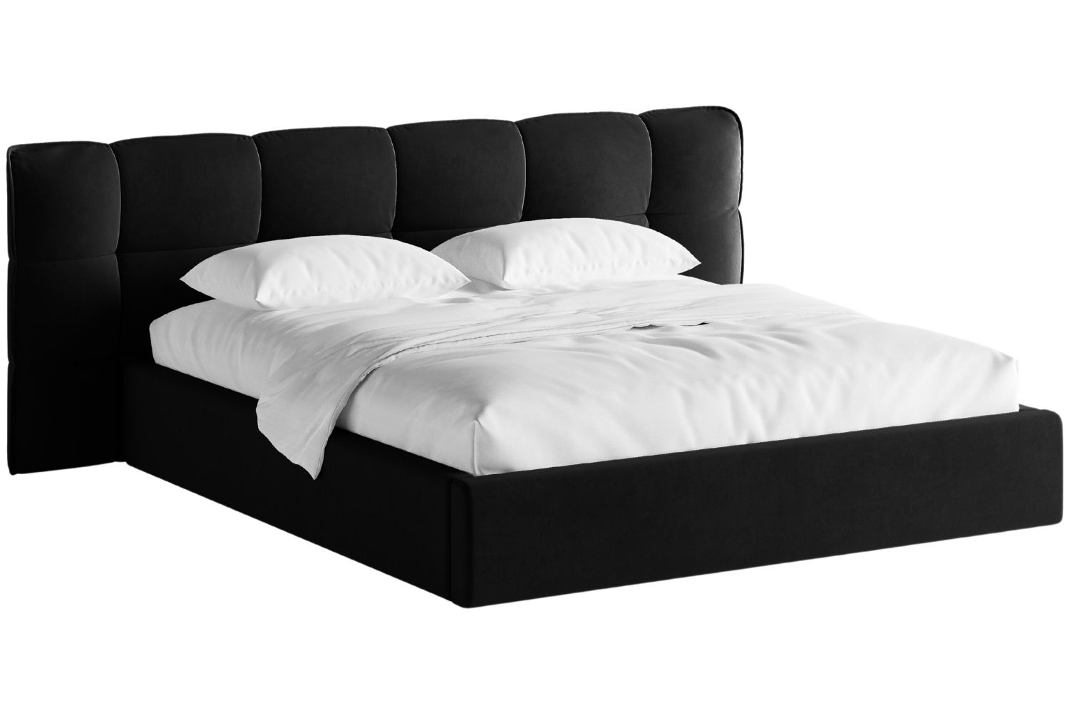 Micadoni Černá sametová dvoulůžková postel Eric 160 x 200 cm s úložným prostorem Micadoni