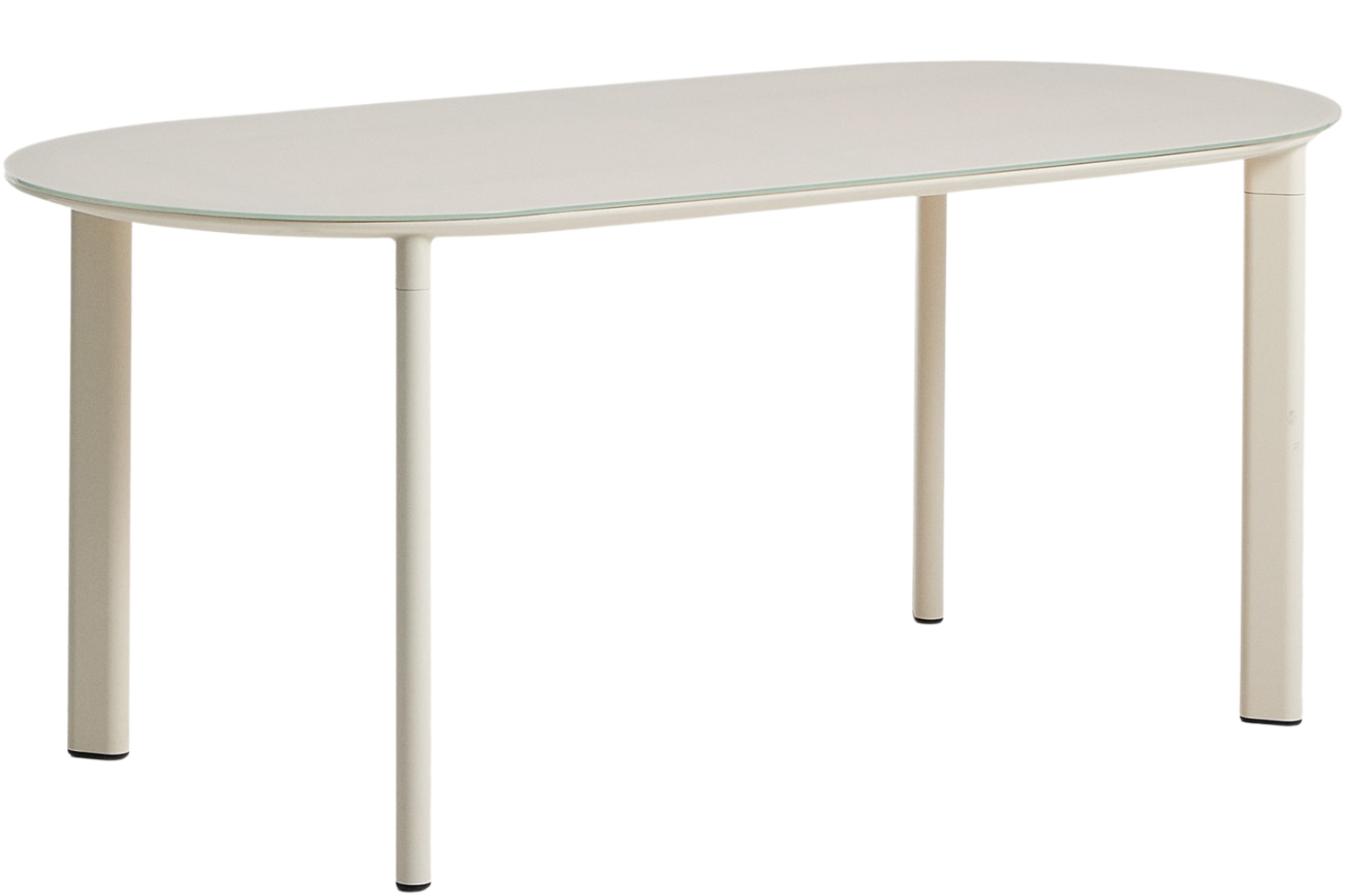Kave Home Krémový zahradní jídelní stůl Erice 180 x 90 cm se skleněnou deskou Kave Home