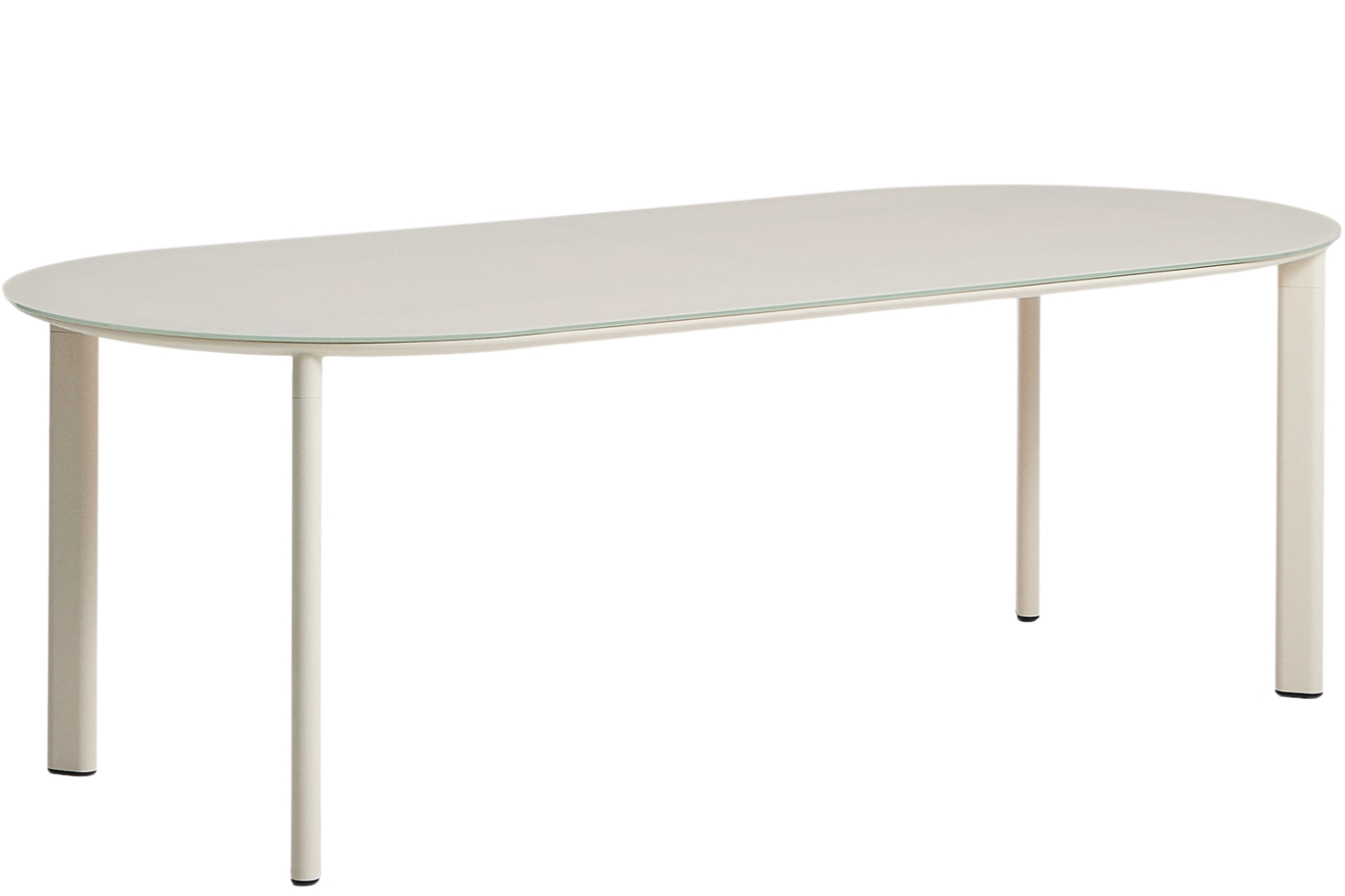 Kave Home Krémový zahradní stůl Erice 230 x 100 cm se skleněnou deskou Kave Home