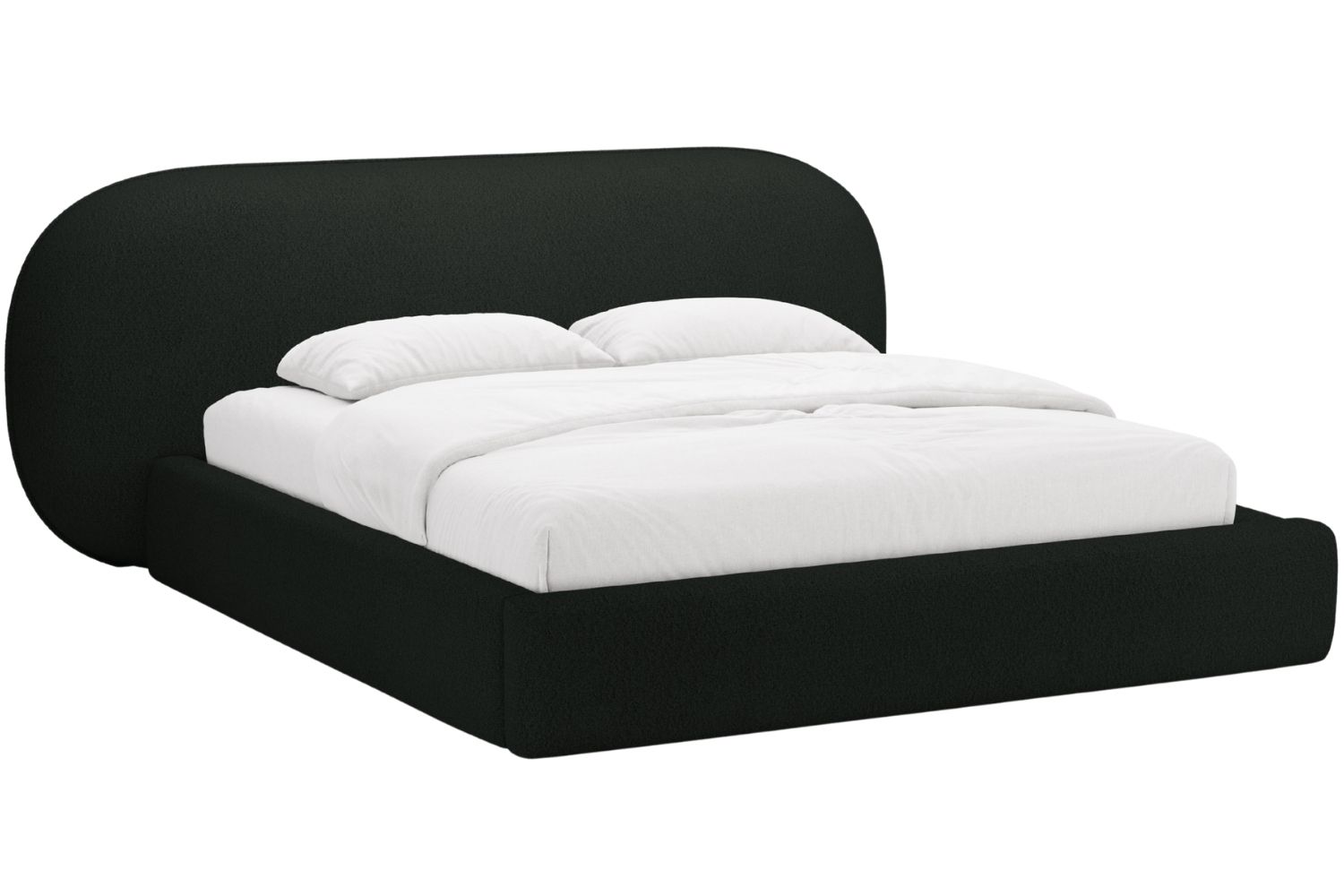 Micadoni Černá bouclé dvoulůžková postel Ovalo 180 x 200 cm s úložným prostorem Micadoni