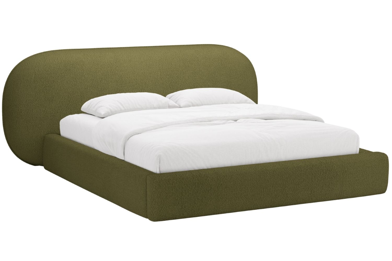 Micadoni Zelená bouclé dvoulůžková postel Ovalo 180 x 200 cm s úložným prostorem Micadoni