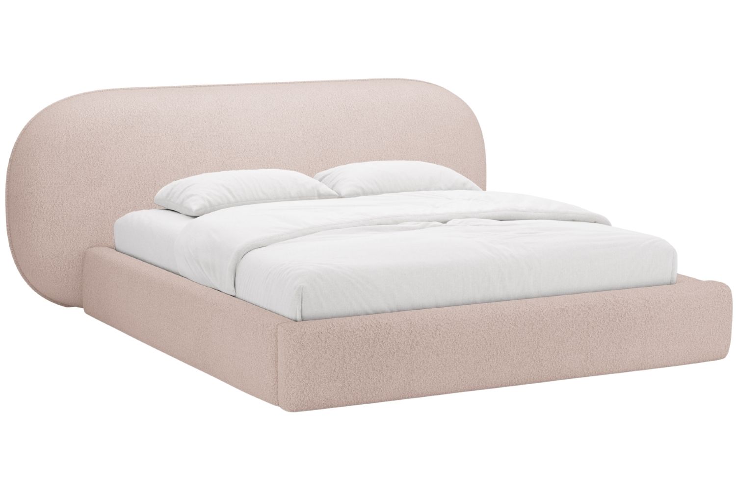 Micadoni Růžová bouclé dvoulůžková postel Ovalo 180 x 200 cm s úložným prostorem Micadoni