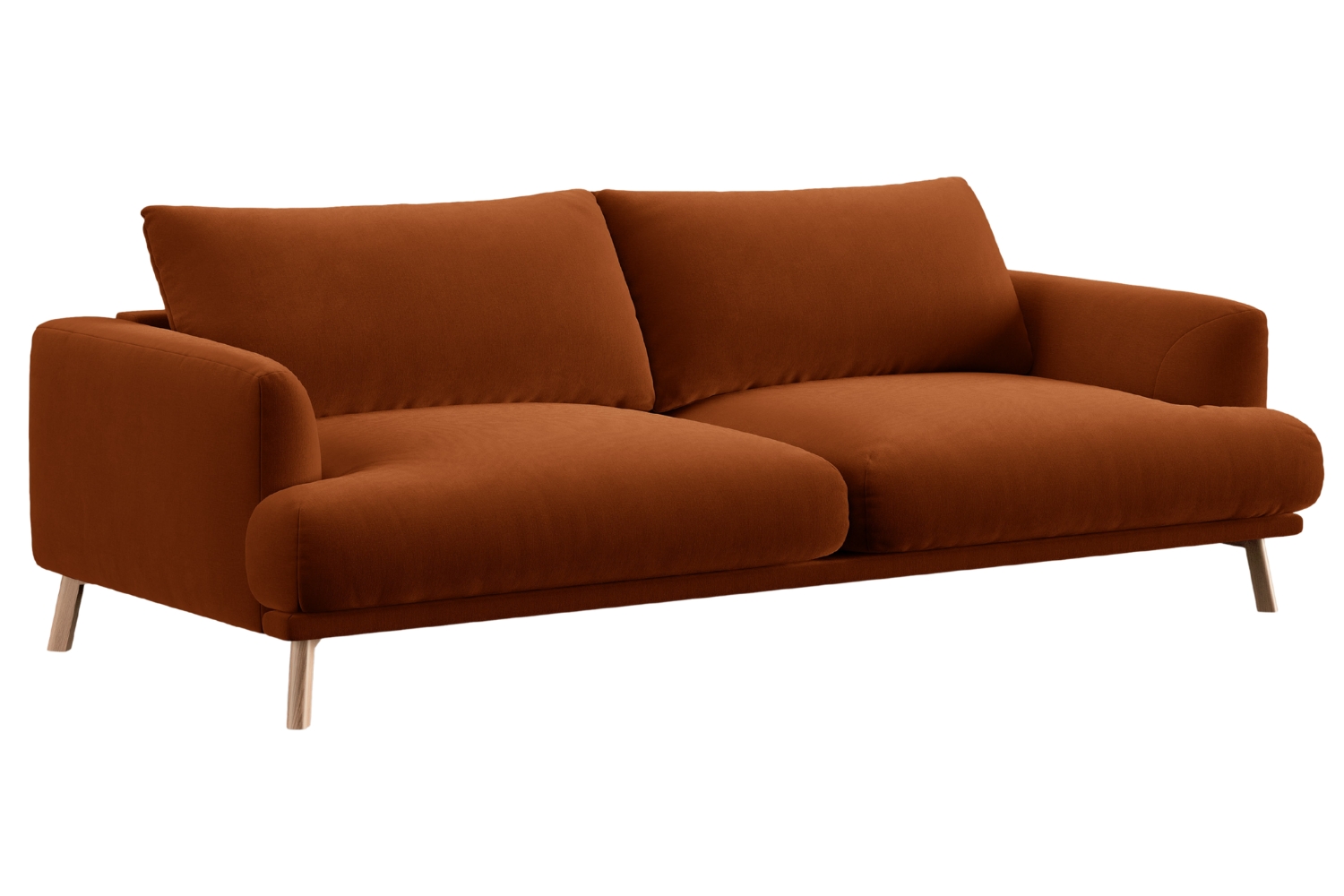 Micadoni Terakotově oranžová sametová trojmístná pohovka Naomi 200 cm Micadoni