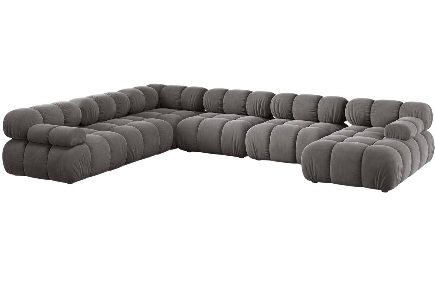 Micadoni Šedá sametová rohová pohovka Bellis 376 cm
