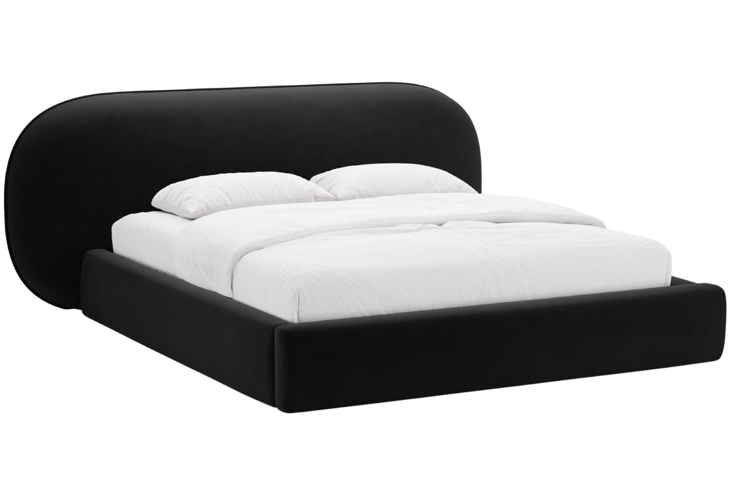 Micadoni Černá sametová dvoulůžková postel Ovalo 180 x 200 cm s úložným prostorem Micadoni