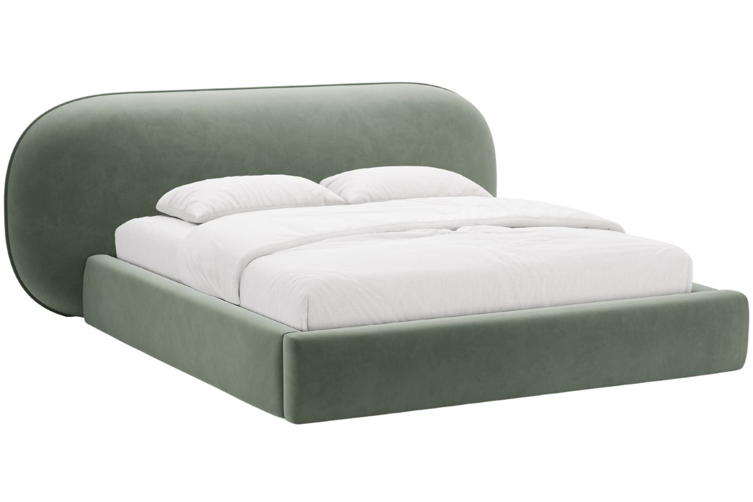 Micadoni Zelená sametová dvoulůžková postel Ovalo 180 x 200 cm s úložným prostorem Micadoni