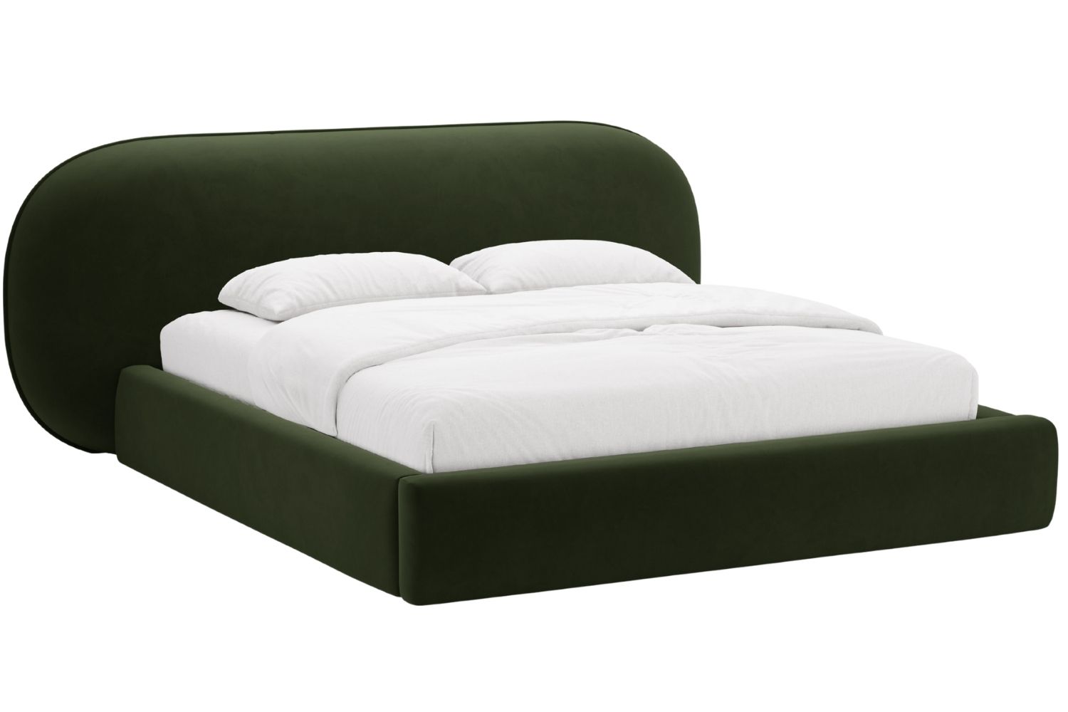Micadoni Tmavě zelená sametová dvoulůžková postel Ovalo 180 x 200 cm s úložným prostorem Micadoni