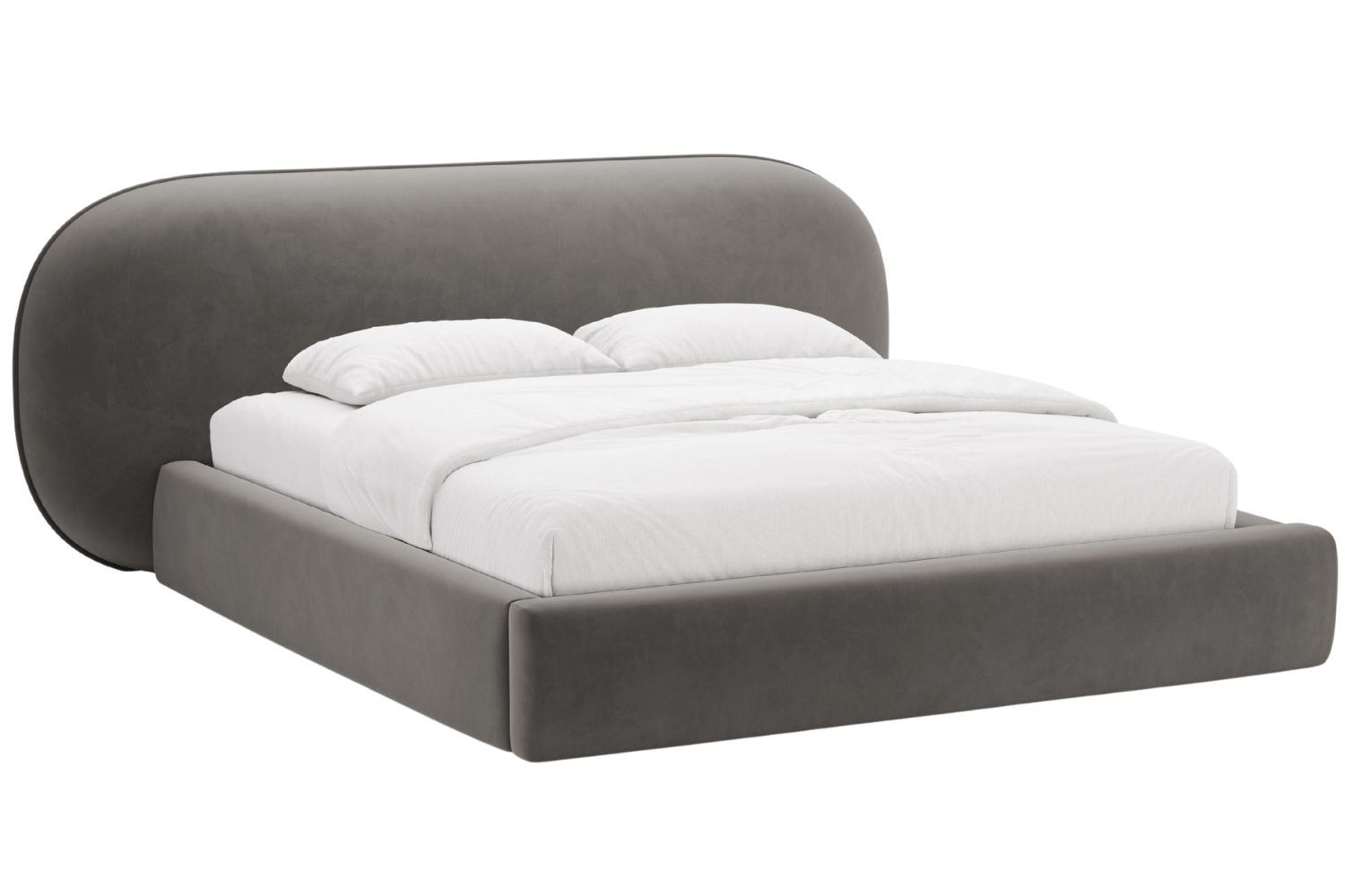 Micadoni Tmavě šedá sametová dvoulůžková postel Ovalo 180 x 200 cm s úložným prostorem Micadoni