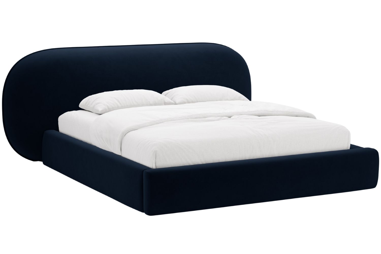 Micadoni Královsky modrá sametová dvoulůžková postel Ovalo 180 x 200 cm s úložným prostorem Micadoni