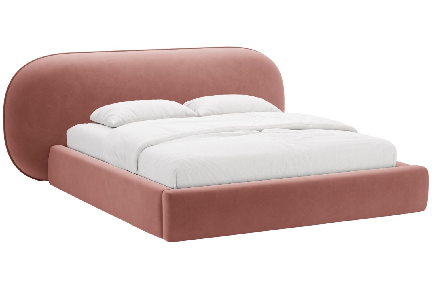 Micadoni Růžová sametová dvoulůžková postel Ovalo 180 x 200 cm s úložným prostorem Micadoni